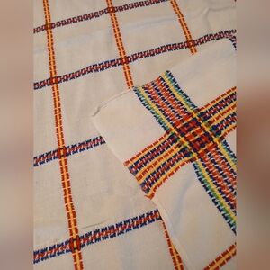 Vintage Linen Embroidered Tablecloth 47" X 63"